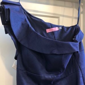 Eliza J One Shoulder Navy dress NWT